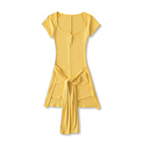 Hottie Sexy Deep V Girl Summer Slimming Waist Belt Short Dress