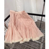 French Sweet Style Lace Spliced Pink Half-Dress Woman 2026 Summer Temperament Gentle Age Reduction A Word Short Skirt