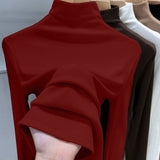 Threaded De-Velvet Half-High Collar Bottomed Bottomed Women's New Spring And Autumn Winter Fashion Long-Sleeved T-Shirt Repair Velvet Inside The Top