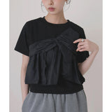 Real Shooting A Large Number Of Summer Fake Two Splicing Small Short Cotton Tops Personality Breathable Cotton Top