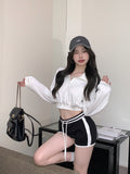 Purely Casual Casual White Three-Bar Coat Women's Autumn 2026 New Sports Long-Sleeved Cardigan Top