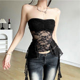 Pure-Want Sexy Hottie Sleeveless Bra Vest Women Autumn And Winter New Repair Lace Splicing Top Tide