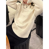 KANING Korean Version Of The Basic Round-Neck Red Sweater Women 2026 Autumn And Winter New Lazy Style Design Knitted Shirt
