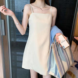 Black Simple Hepburn Style Sexy Sling Dress Female Summer Temperament Small Black Dress Short H-Shaped Skirt