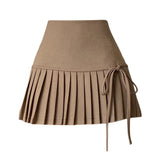 Black T-Shirted With 100-Folded Half-Dress Woman 2025 Autumn New Thin High-Waisted Small Word Short Skirt