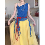 Northern Xinjiang Prairie West Yunnan Dali Tourism Color Dopamine Life Force Wearing A Set Dress Xinjiang Woman
