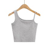 INS Spring/Autumn Irregular Colleal Slammed Two-Sleeved Set Of Women's U-Neck Solid Colored Long Sleeved T-Shirt