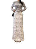 Summer Holiday Wind Bowed Lace Lace Hollow Broken Flower Fish Tail Half Skirts Slimy And Pure Long Skirt
