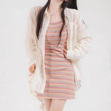 Rainbow Hanging Dress Women's Summer New French Mini-Designed Slimming Spice Girl Short Dress Set