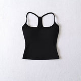 Sweet Sister Flat Mouth Hanging Neck Sling Vest With Chest Pad Removable Short Back Sleeveless Vest
