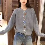 KANING Niche Design Ribbon Loose Knitted Cardigan Women 2026 Autumn New Lazy Wind Sweater Women's Coat