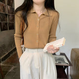 KANING Temperament Polo Collar With The Bottom Of The Knitted Women's 2026 Autumn And Winter New Design Sense Sweater