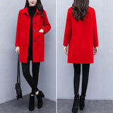 Autumn And Winter Korean Version Has Pocket Button Hair, Coat Female Large Size Loose Age Reduction Long Coat