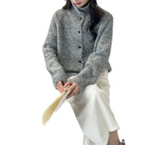 KANING Vintage Lazy Flower Line High-Necked Knits 2026 Fall/Winter New Loose Soft-Shose Sweater Coat