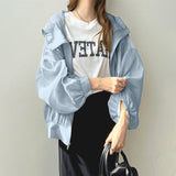 On The Same Day, Seven-Color Fashion Thin Hooded Sunscreen Clothes Women's Summer Anti-Ultraviolet Sunscreen Shirt