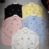 Design Sense Heavy Industry Nail Embroidery Shirt Loose Thin Age Shirt Women Short Sleeves