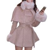 English Drama Little Witch Plutocracy Thousand Gold Wind Removable Cloaked Wooled Wooled Coat 2025 Winter