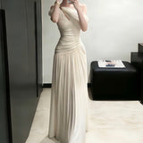 Sexy Wind Shoulder Strap Dress Women's Spring And Summer New Waist High-Sensing Dress 100-Fold Skirt Dress