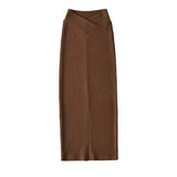 Ins Babes V-Sistered Fork Dress Girl Autumn New Personality Pit Knitted Hip Skirt Half-Dress Skirt