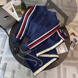 Fashion Leisure Sports Suit Women's Early Autumn Explosion Of The Street Atmosphere Thin Open-Shirt Broad Leg Pants Two Sets #807