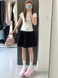 Summer New Three-Dimensional High-Waist College Wind Half-Dress Women Show Thin Tight Waist Casual Fashion Sports