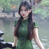 New Chinese-Style Improved Cheongsam Femininity Vintage Short-Sleeved Dress In 2025