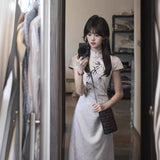 New Chinese Style Buckle Elegant Cheongsam Skirt Women's Summer 2025 New Cool Feeling Waist Thin Dress