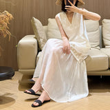 Leyal Linen Chinese Sleeveless Dress Women 2026 Summer New French Long Skirt Tide