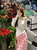 2026 Word Shoulder Hanging Neck Long-Sleeved T-Shirt Woman Autumn New Hot Girl With A Short Bottom Shirt Top