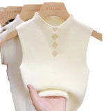 Sexy Bottom Knitted Small Vest Woman Inside And Outside Wearing French Chic Sweet Hottie Tight Short Sleeveless Top
