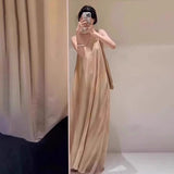 French Holiday Wind Faints With Open Shoulder V-Necked Dress Senior Sense Girl Summer This Year Popular Loose Long Dress