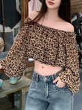 Sexy Pure Desire A Word Shoulder Long-Sleeved T-Shirt Girl Short Umbilled Double-Decker Chiffon + Super Soft Hottie Top Girl Summer