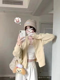KANING Light Blue Languid Knitted Jersey Coat 2026 New Soft-Cuffed Long-Sleeved Top