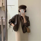 Curry Leather Coat Women's Leather Jacket 2025 New Hong Kong Style Short Locomotive This Year Popular Fashion Retro
