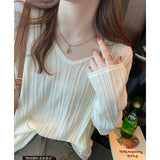 2026 Knitted Women's Thin Bottom Shirt With Loose Gas Sweater Long-Sleeved Top New Design Sense