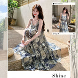 French Super Fairy Bohemian Sling Dress Women's Summer 2025 Unique Beautiful Big Look Long Dress