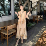Cong Noi Girl New Chinese Hanging Neck Dress Feel Temperament To Close The Shoulder Of The Holiday Country Style Skirt