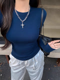 Ins Sexy Hottie Short-Sleeved T-Shirt Girl Basic Long-Sleeved Bottom Top Lady