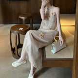 2026 Summer New High-End Temperament Three-Dimensional Handmade Cheongsam Dress Dress Women Retro Long Skirt