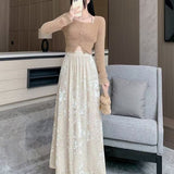 Autumn And Winter New Golden Velvet Dye Tight Waist Half-Dress Woman Retro Style High-End Thin Color Long Dress