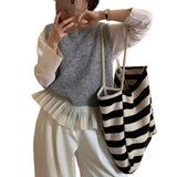 KANING Lotus Lace Splicing Knitting Vest 2026 Autumn Design Without Sleeveless Shoulder Folding Sweater Vest