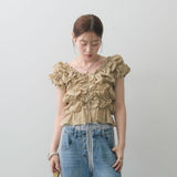 Multiplication Large Quantities Of Goods In The Summer New Before And After 2 Lotus Edges Collar Bubble Sleeve Tops Sexy Lace Shirt