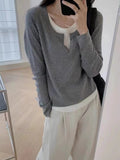 KANING Ramming Two-Piece Knitted Jersey Woman 2026 Autumn New Korean Design Sense Bottom Sweater Woman