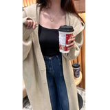 KANING Korean Languid Hooded Long Over-Knee Knitted Cardigan Women's Winter Dress Thick Loose Thin Coat