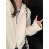 Kaning Hooded Double Zipper Sweater Coat Women Autumn And Winter Lazy Wind Niche Design Short Knitted Open Shirt Woman