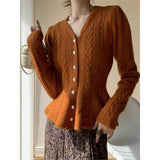 KANING French Small Fragrant Fishtail Knitted Cardigan 2026 Spring New V-Neck Temperament Design Sweater Jacket