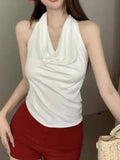 Ins Pure Hot Girl To Repair Sexy Collar Hanging Neck Sleeveless T-Shirt Girl Xia Yu Sister Carefully Machine Bottom Topess Female Tide