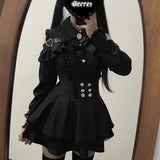 2026 Spring And Autumn New Sweetheart Encounter Dark Production Of Young Girl Shoulder Shirt + High Waist Half Skirt Two Sets