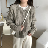 KANING Loose Knitted Cardigan Women 2026 Autumn And Winter New Korean Version Of The Round-Neck Sweater Outside