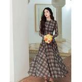 Large-Size French Vintage Glyt Gable Long Sleeve Dress Design Reliet Renovation Dress New Autumn